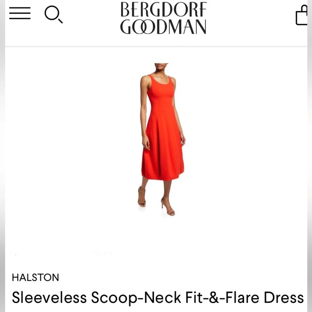 Halston Heritage NWT Sleeveless Scoop neck Red Fit-&-flare midi Dress size 4. - Picture 8 of 11